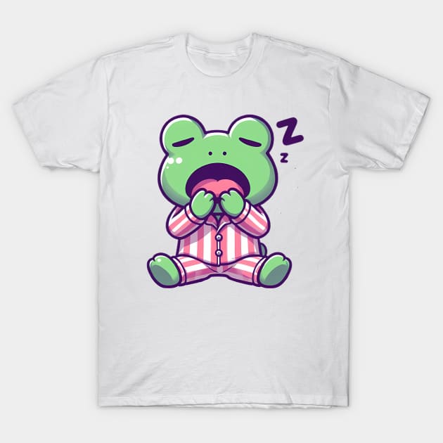 Pajama-Clad Frog: A Design Journey into Whimsical Slumber T-Shirt by Evergreen